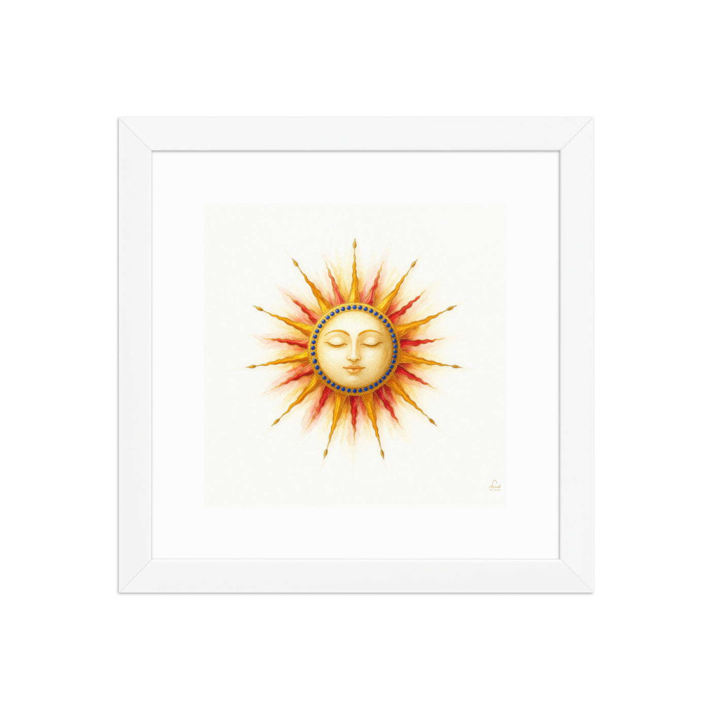 Mughal Celestial Sun Face Canvas Art – Golden Cosmic Wall Decor — view 3