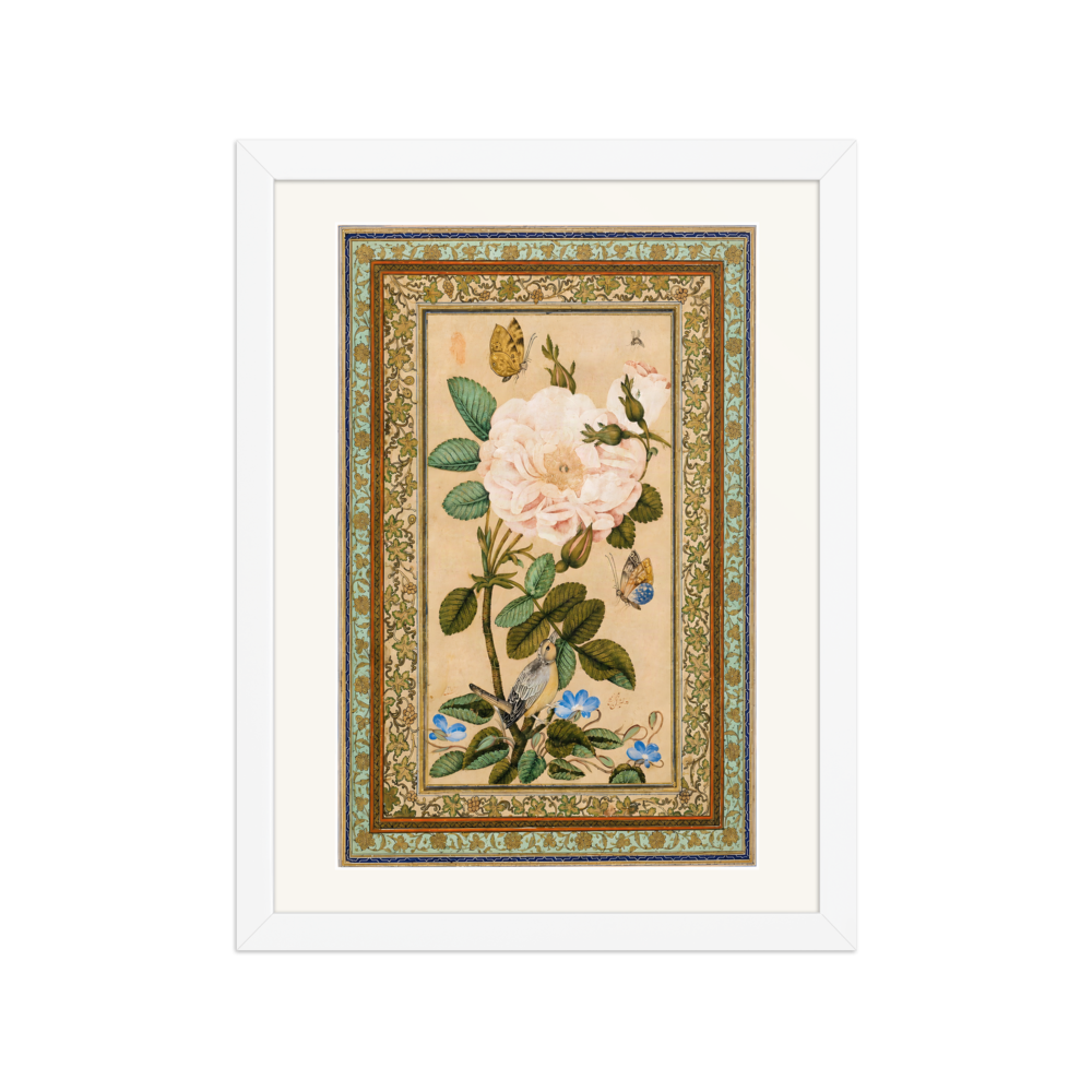 Gul-o Bulbul — A Bird in a Rose Bush | Restored Qajar Painting — view 3