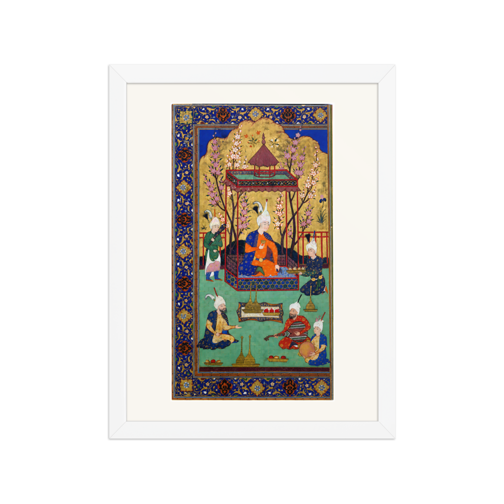 Prince in a Garden Courtyard — Tabriz, 1525 | Restored Persian Wall Art — view 3