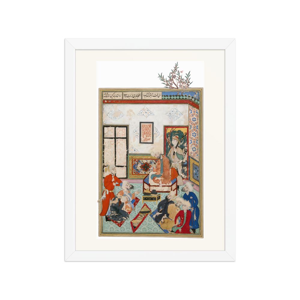 King Salih of Syria Entertaining Two Dervishes — Bustan of Sa'di | Restored Persian Wall Art — view 3