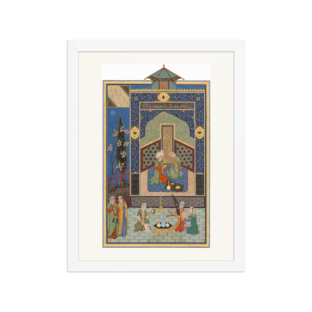 Bahram Gur in the Turquoise Palace on Wednesday — Herat, 1525 | Restored Persian Wall Art — view 3