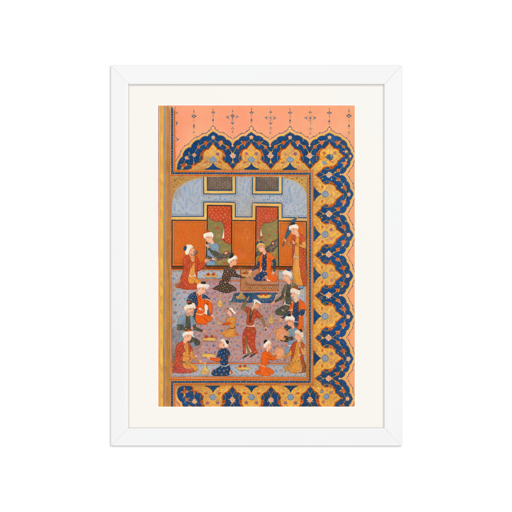 A Scene of Conviviality at Court — Divan of Mir 'Ali Shir | Restored Persian Wall Art — view 3