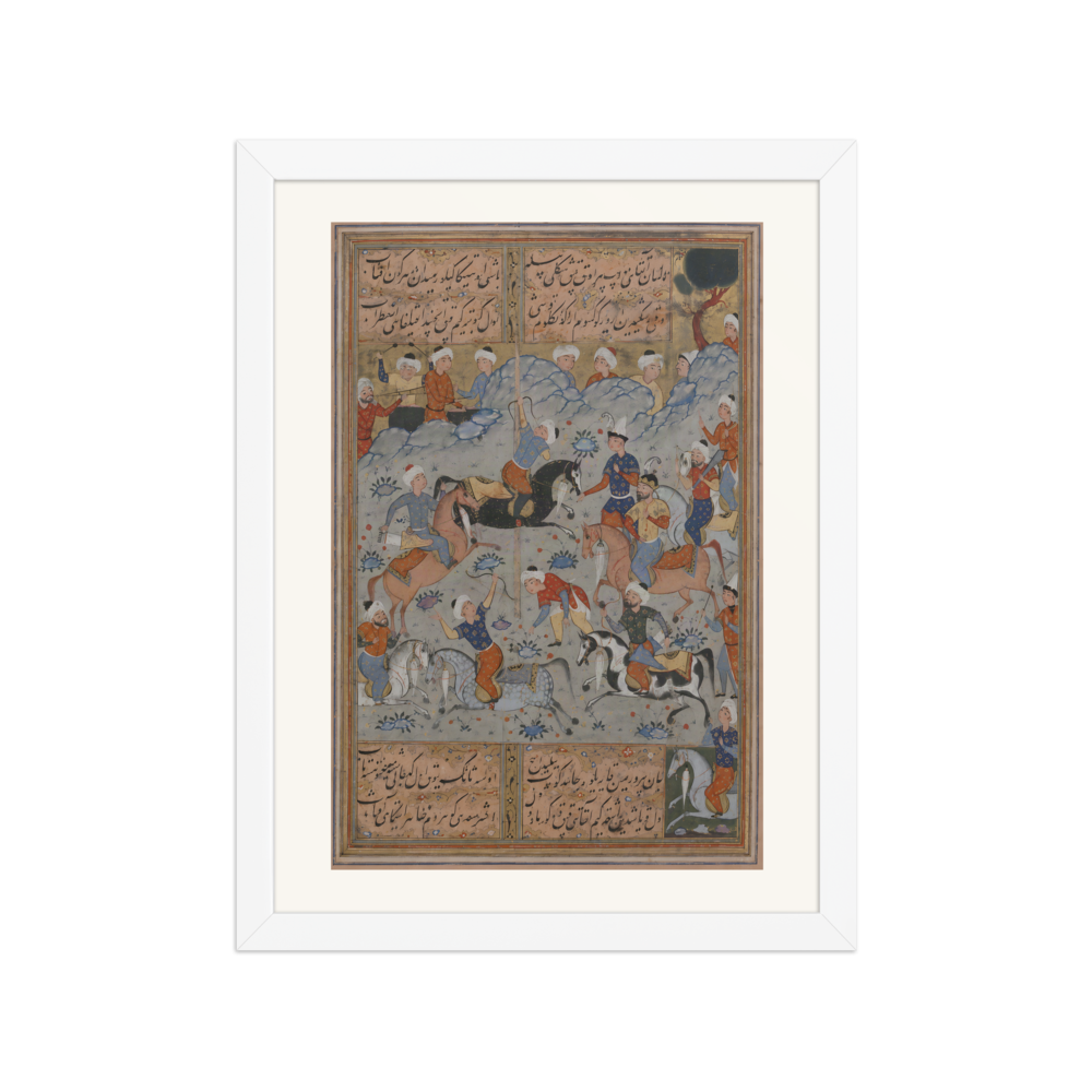 A Contest of Archery on Horseback — Safavid Divan | Restored Persian Wall Art — view 3