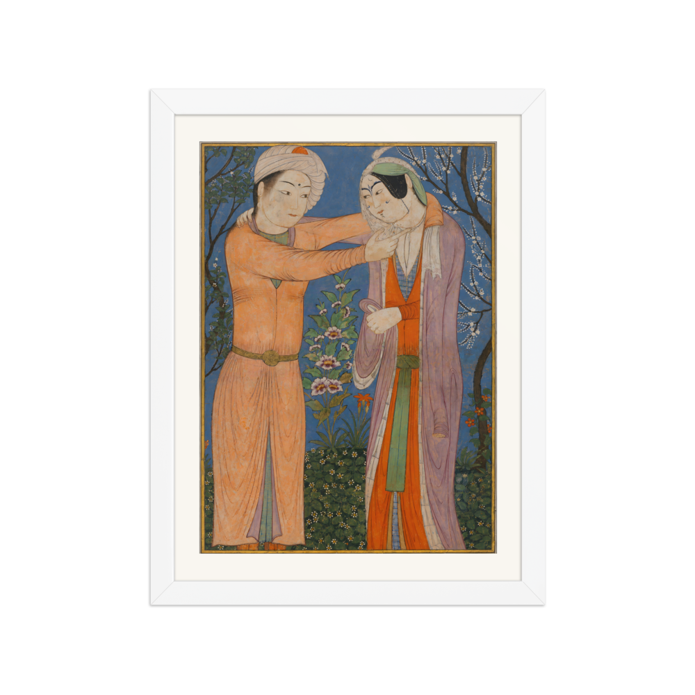 Princely Couple — Tabriz, about 1400 | Restored Persian Wall Art — view 3