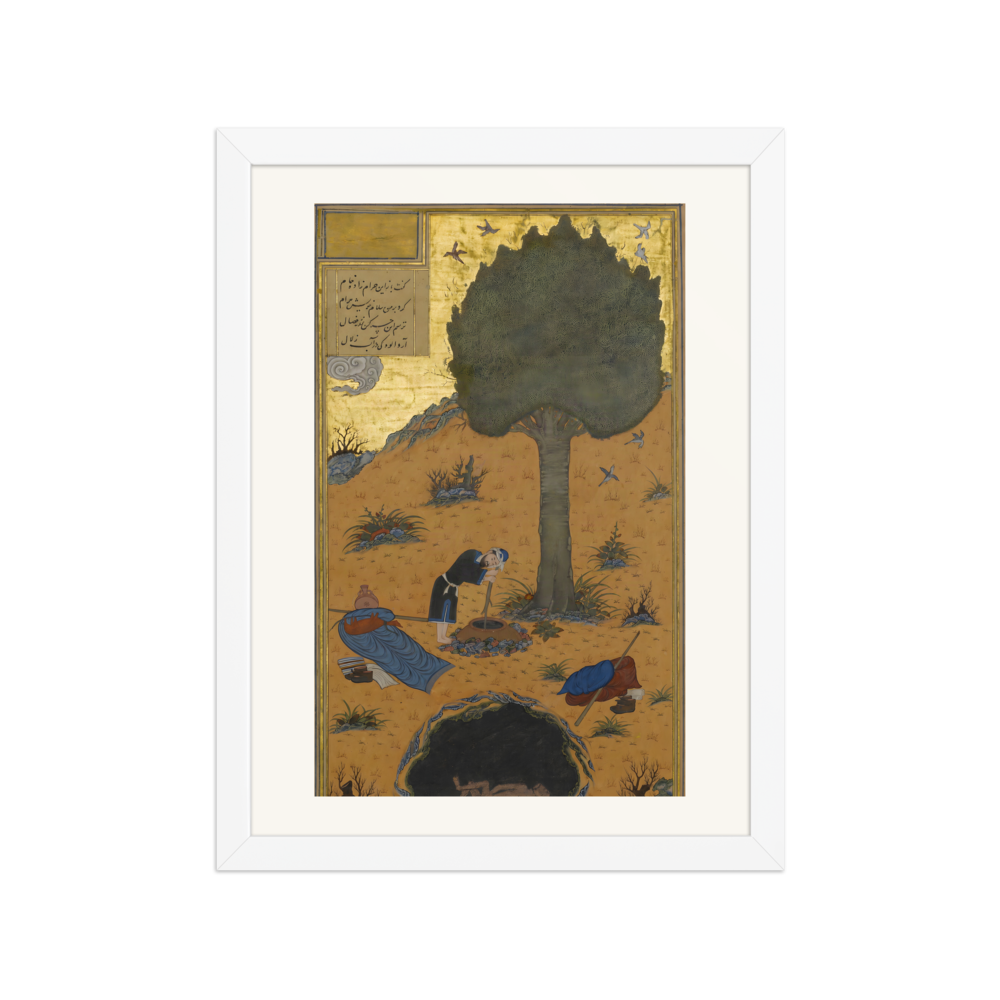 The Braggart Drowned in a Well — Haft Paykar, Herat 1430 | Restored Persian Wall Art — view 3