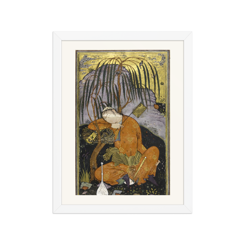 Sleeping Youth beneath a Willow — Isfahan | Restored Persian Wall Art — view 3