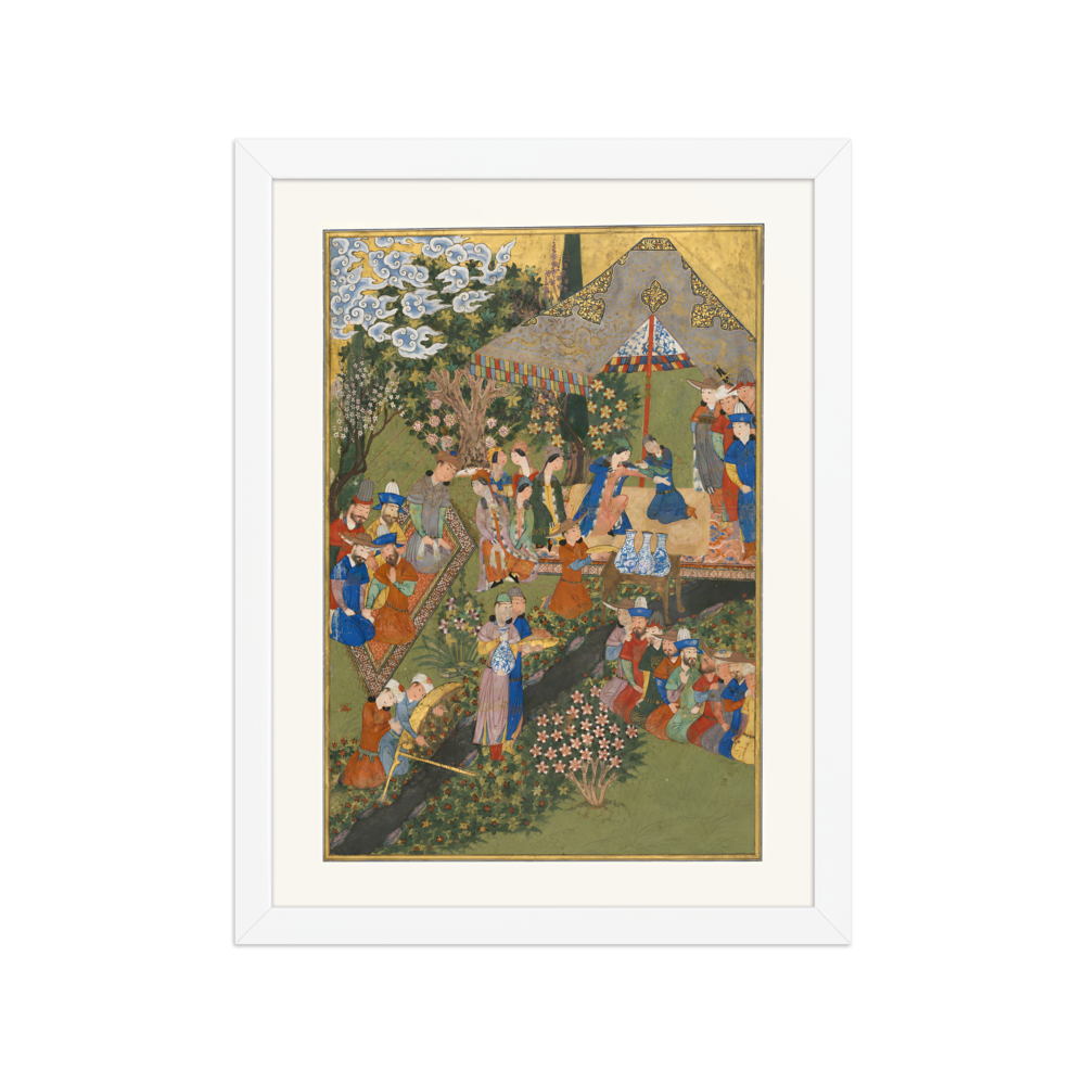 Royal Reception in a Landscape — Shiraz, 1444 (Right Panel) | Restored Persian Wall Art — view 3