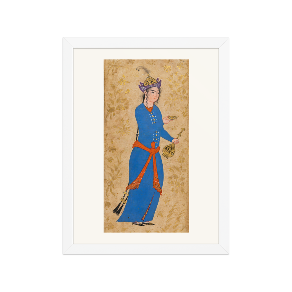 Princess with Wine Bottle and Cup — Safavid Iran | Restored Persian Wall Art — view 3