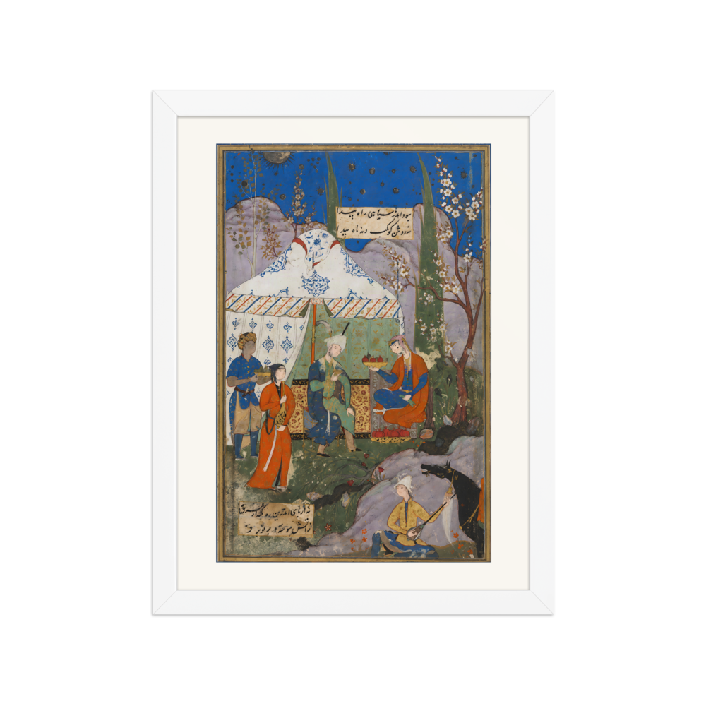 Khusrau and Shirin in the Meadow — Safavid Shiraz | Restored Persian Wall Art — view 3