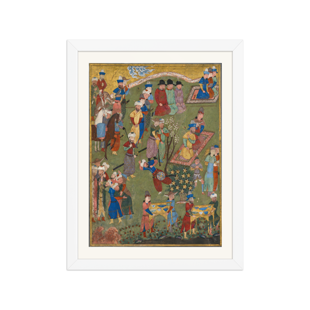 Royal Reception in a Landscape — Shiraz, 1444 (Left Panel) | Restored Persian Wall Art — view 3