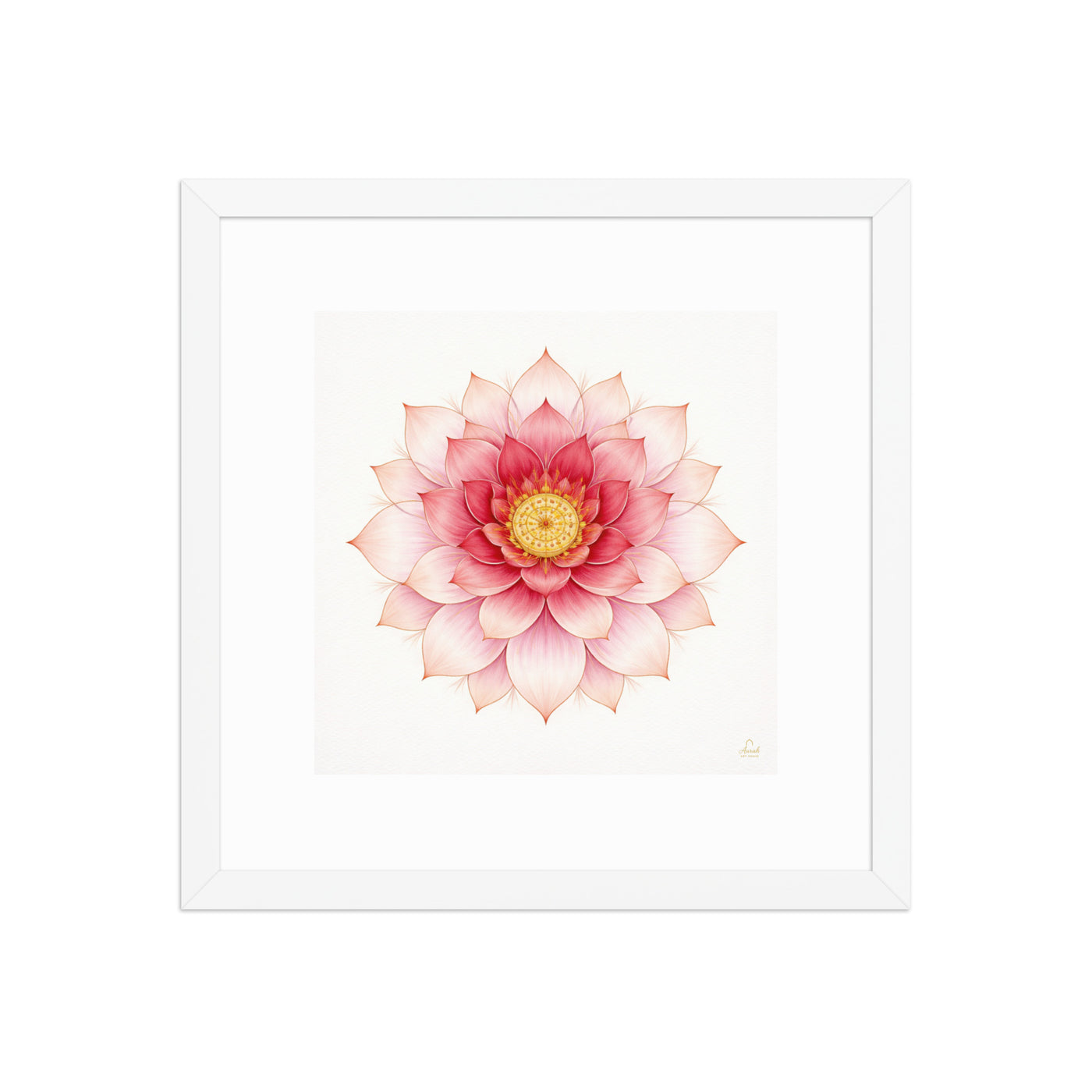 Rosette of Noor – Mughal Lotus Mandala Canvas in Pink and Gold — view 9