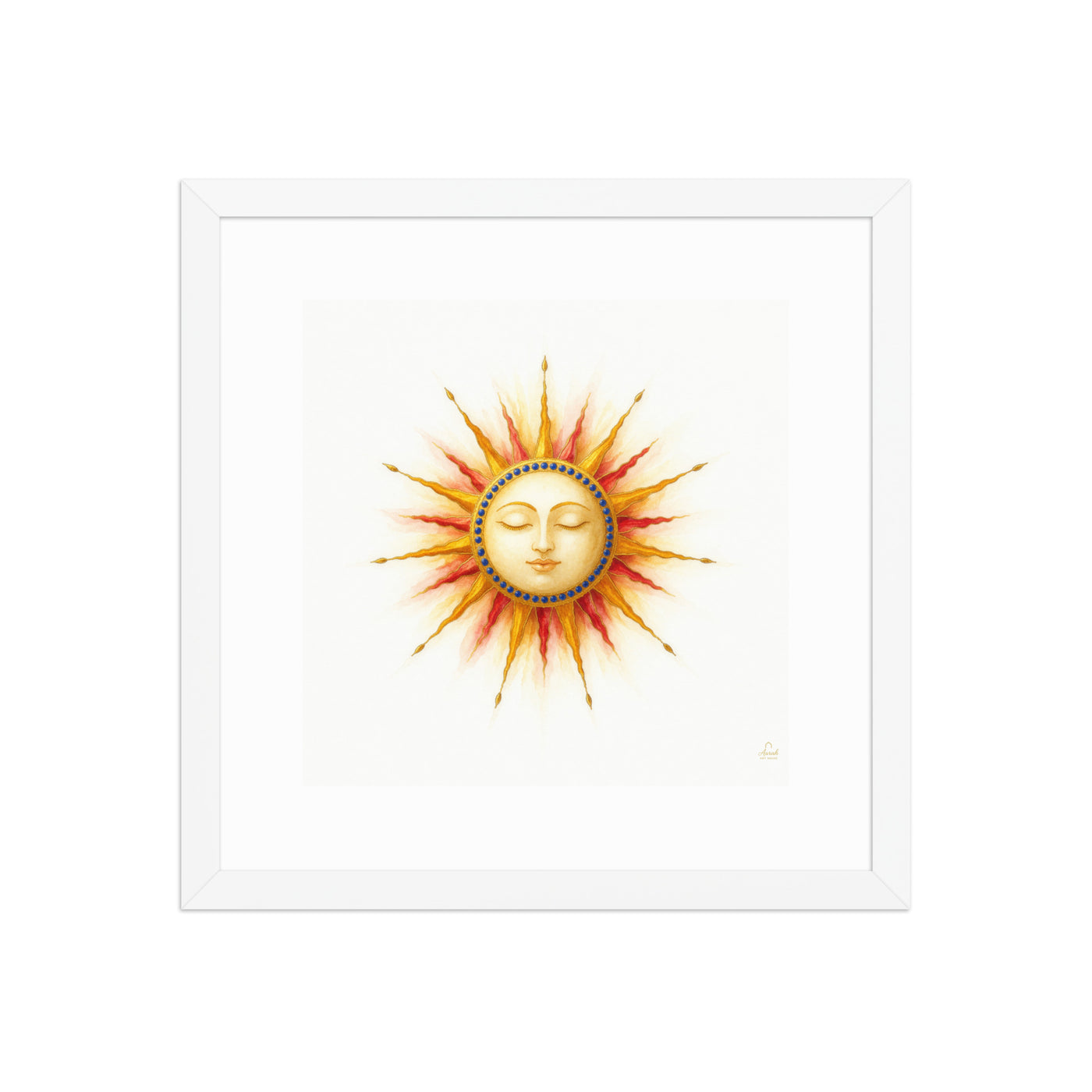 Mughal Celestial Sun Face Canvas Art – Golden Cosmic Wall Decor — view 6