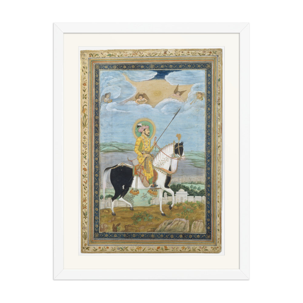 Portrait of Shah Jahan on Horseback | Restored Mughal Wall Art — view 5