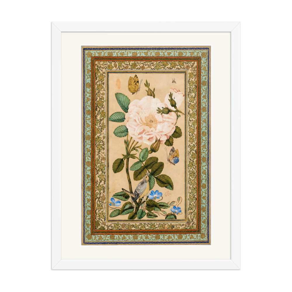 Gul-o Bulbul — A Bird in a Rose Bush | Restored Qajar Painting — view 6