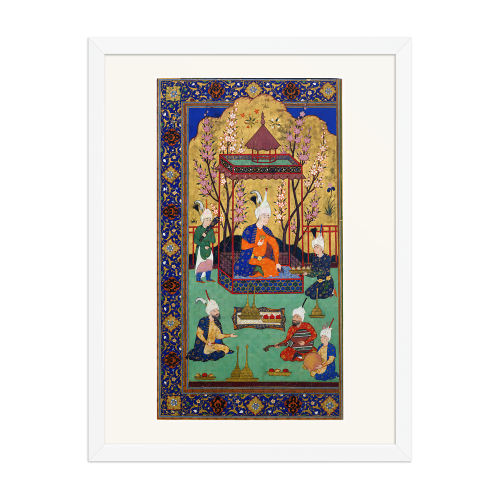 Prince in a Garden Courtyard — Tabriz, 1525 | Restored Persian Wall Art — view 6