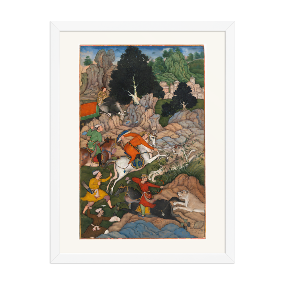 Akbar Hunting — Akbarnama | Restored Mughal Wall Art — view 6