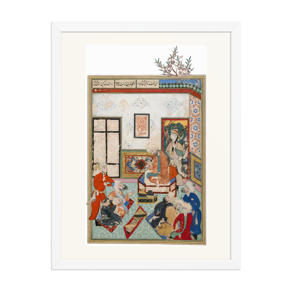 King Salih of Syria Entertaining Two Dervishes — Bustan of Sa'di | Restored Persian Wall Art — view 6