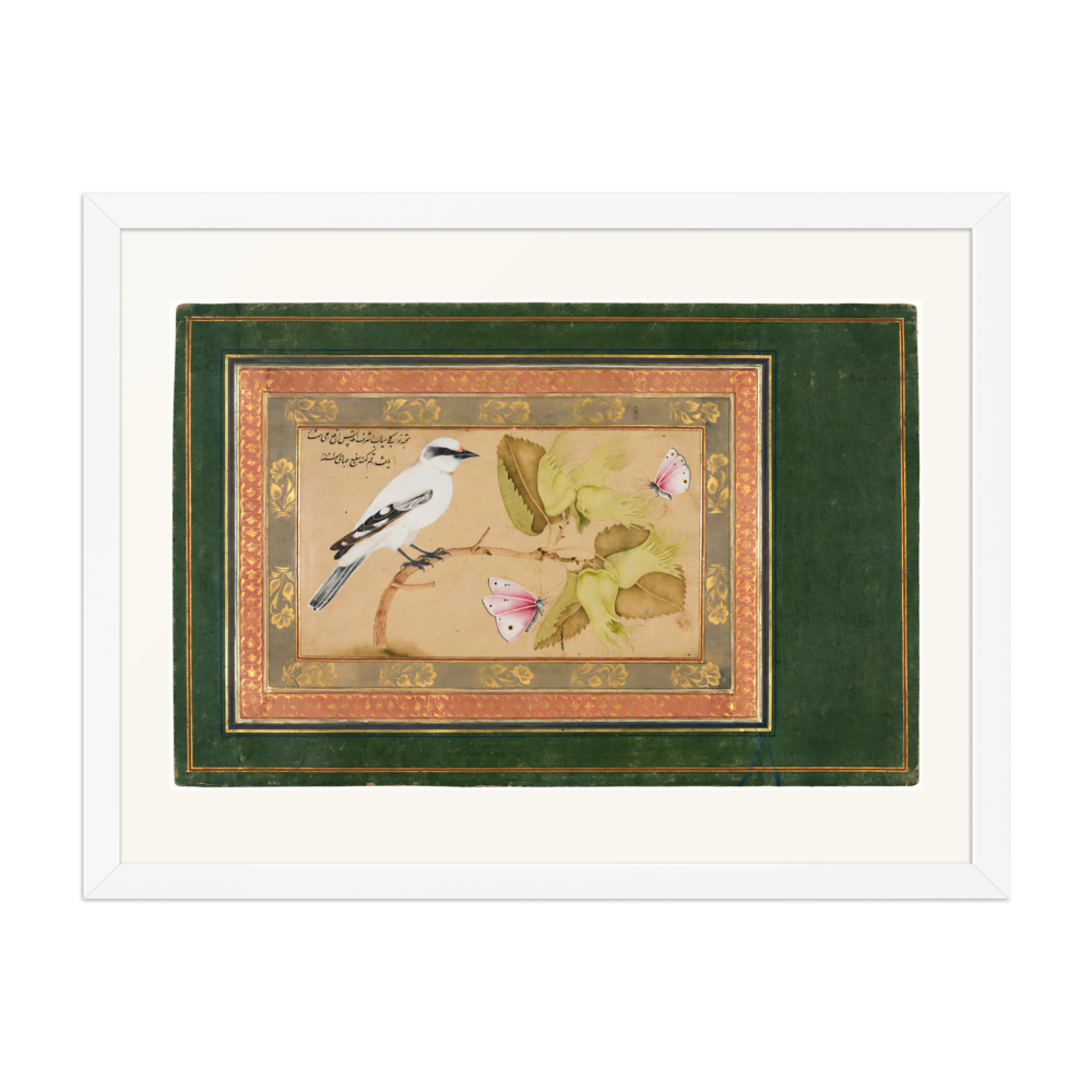 Bird on a Flowering Shrub — Isfahan, 1651 | Restored Persian Wall Art — view 6