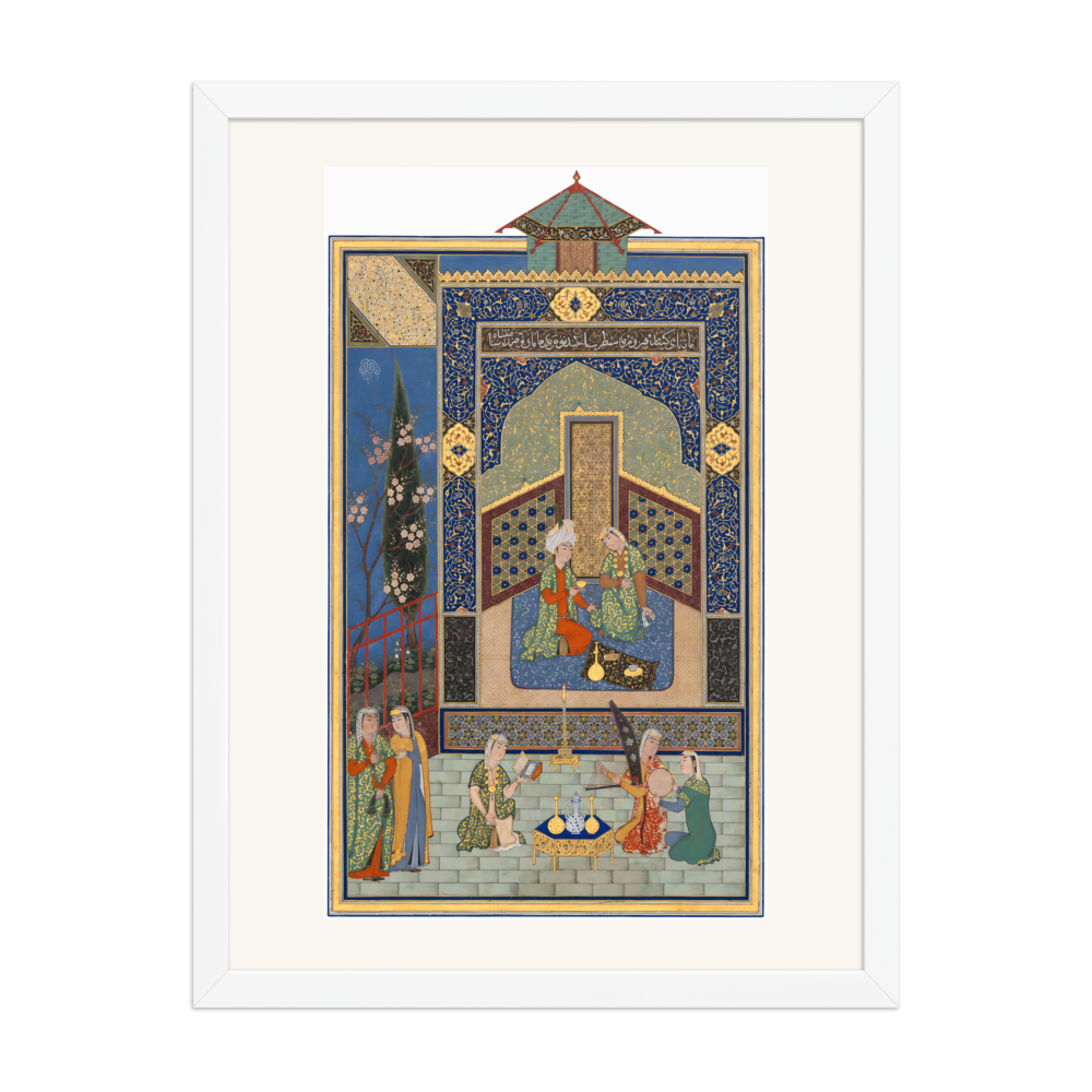 Bahram Gur in the Turquoise Palace on Wednesday — Herat, 1525 | Restored Persian Wall Art — view 6