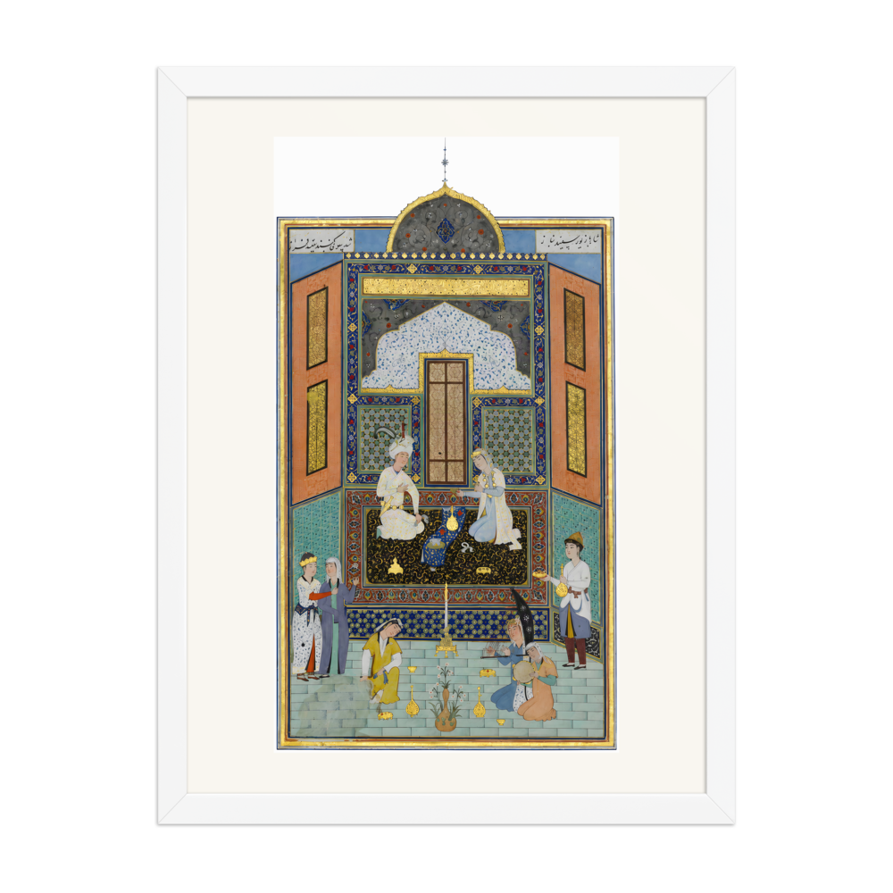 Bahram Gur in the White Palace on Friday — Herat, 1525 | Restored Persian Wall Art — view 6