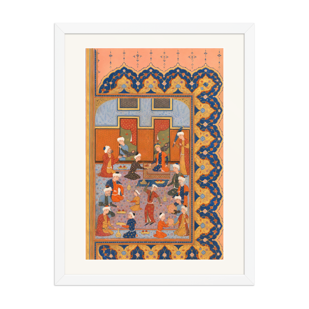 A Scene of Conviviality at Court — Divan of Mir 'Ali Shir | Restored Persian Wall Art — view 6
