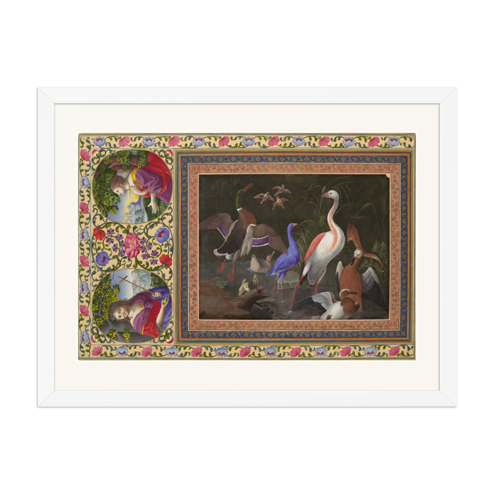 Aquatic Birds at a Pool — Davis Album | Restored Persian Wall Art — view 6