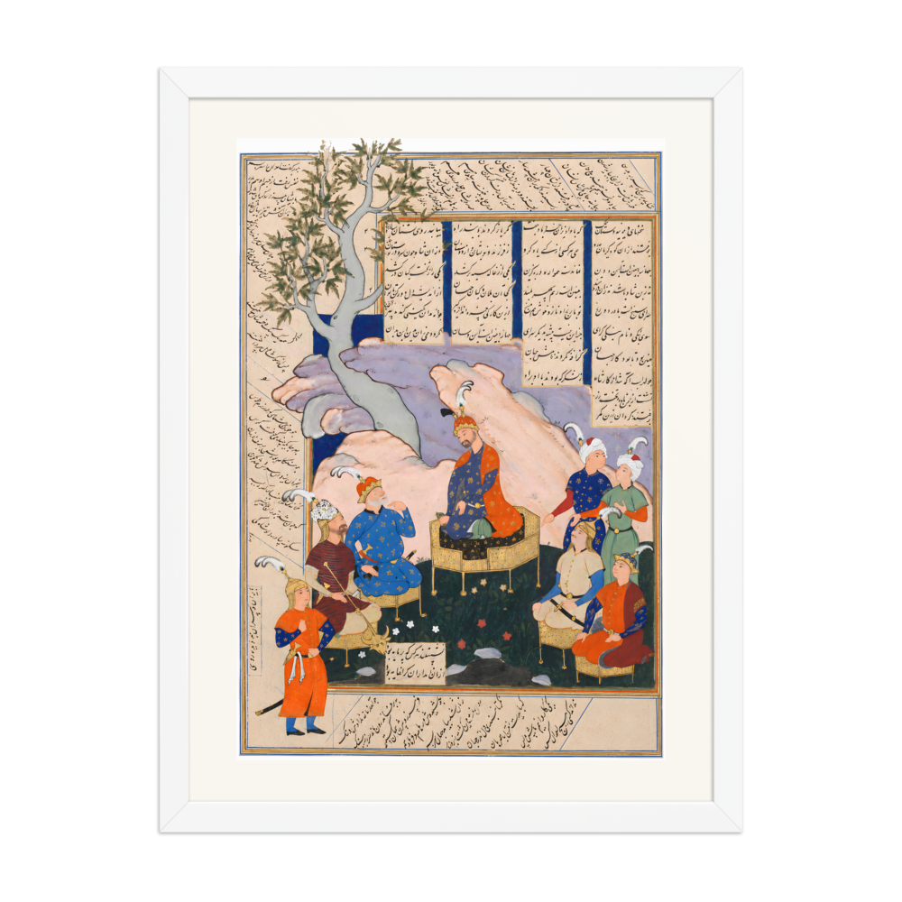 Luhrasp Hears of the Vanishing of Kai Khusrau — Shahnama, 1576 | Restored Persian Wall Art — view 6