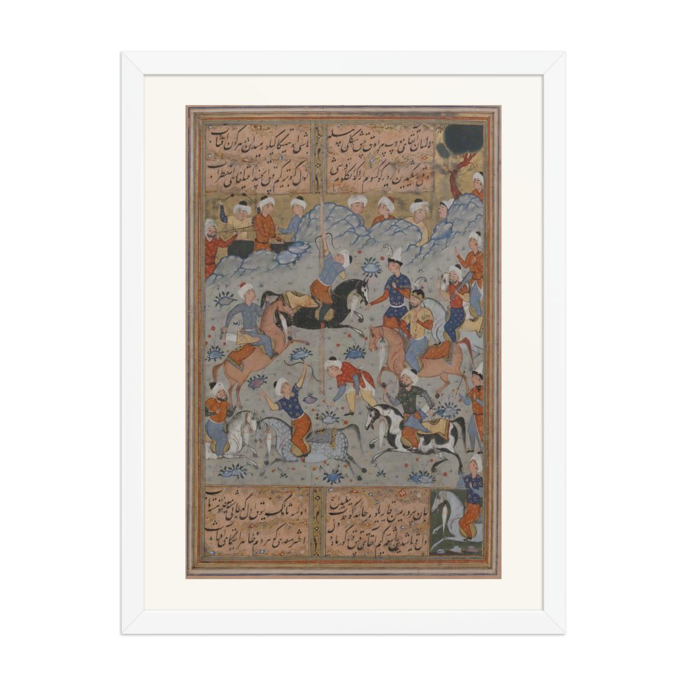 A Contest of Archery on Horseback — Safavid Divan | Restored Persian Wall Art — view 6