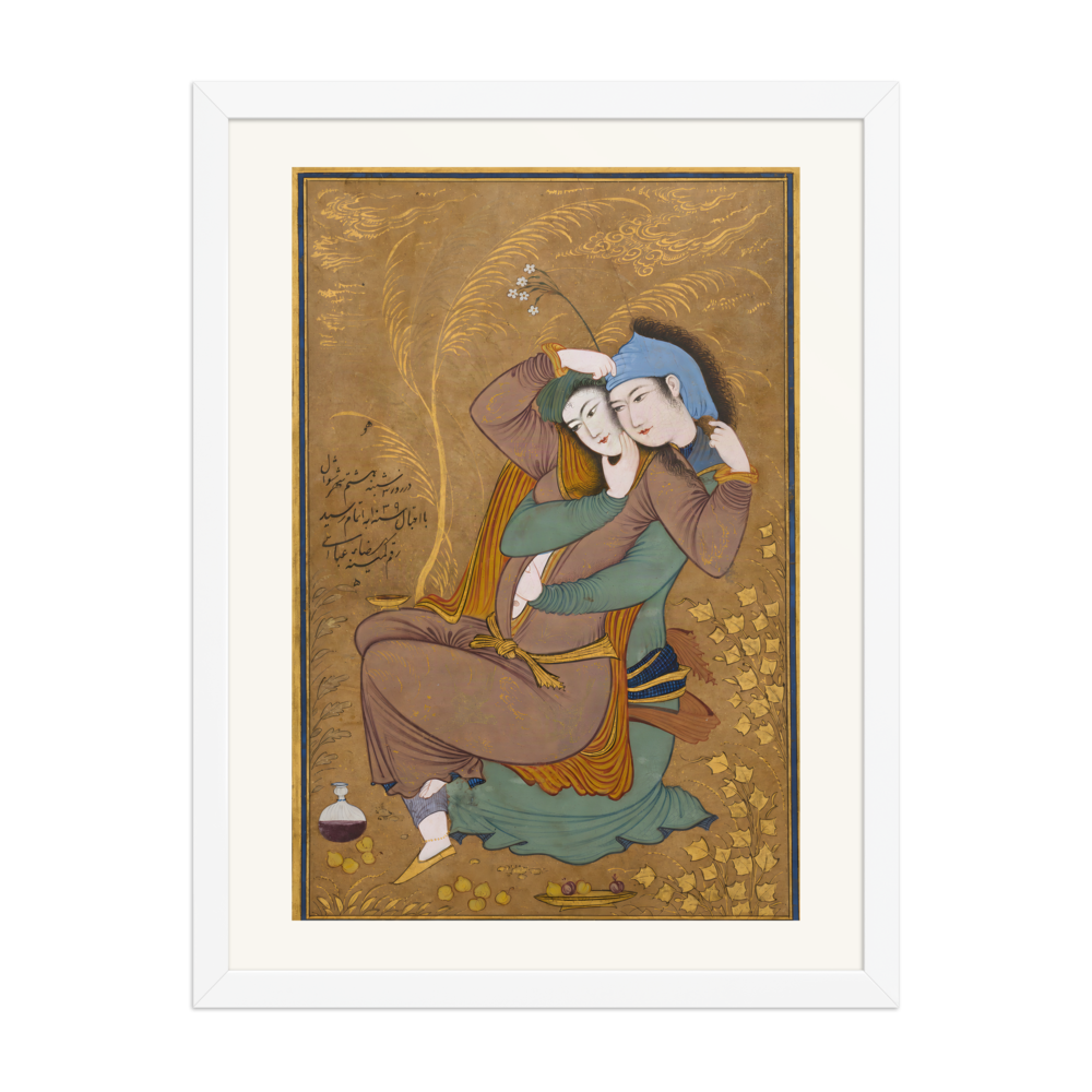 The Lovers — Isfahan, 1630 | Restored Persian Wall Art — view 6