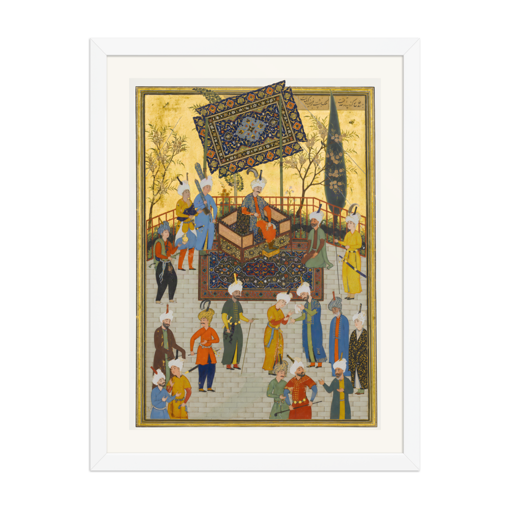 Khusrau Enthroned — Khamsa of Nizami, Herat | Restored Persian Wall Art — view 6