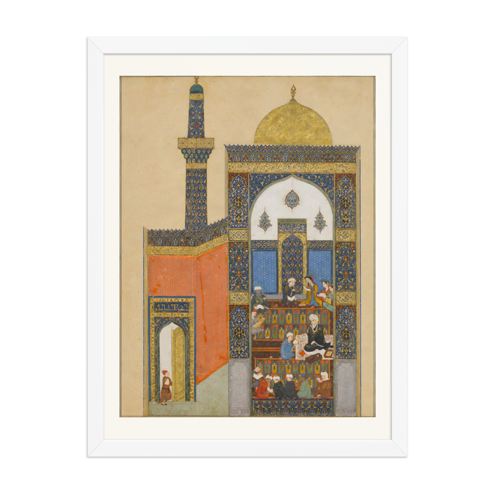 Laila and Majnun at School — Khamsa of Nizami, Herat 1432 | Restored Persian Wall Art — view 6