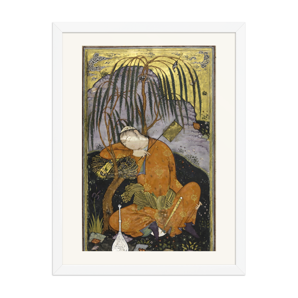 Sleeping Youth beneath a Willow — Isfahan | Restored Persian Wall Art — view 6