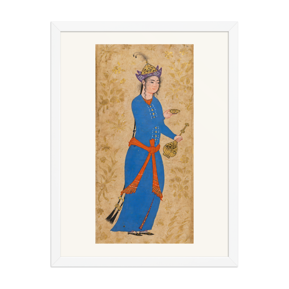 Princess with Wine Bottle and Cup — Safavid Iran | Restored Persian Wall Art — view 6