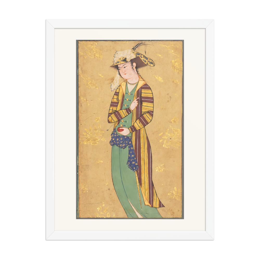 Youth Holding a Pomegranate — Isfahan | Restored Persian Wall Art — view 6