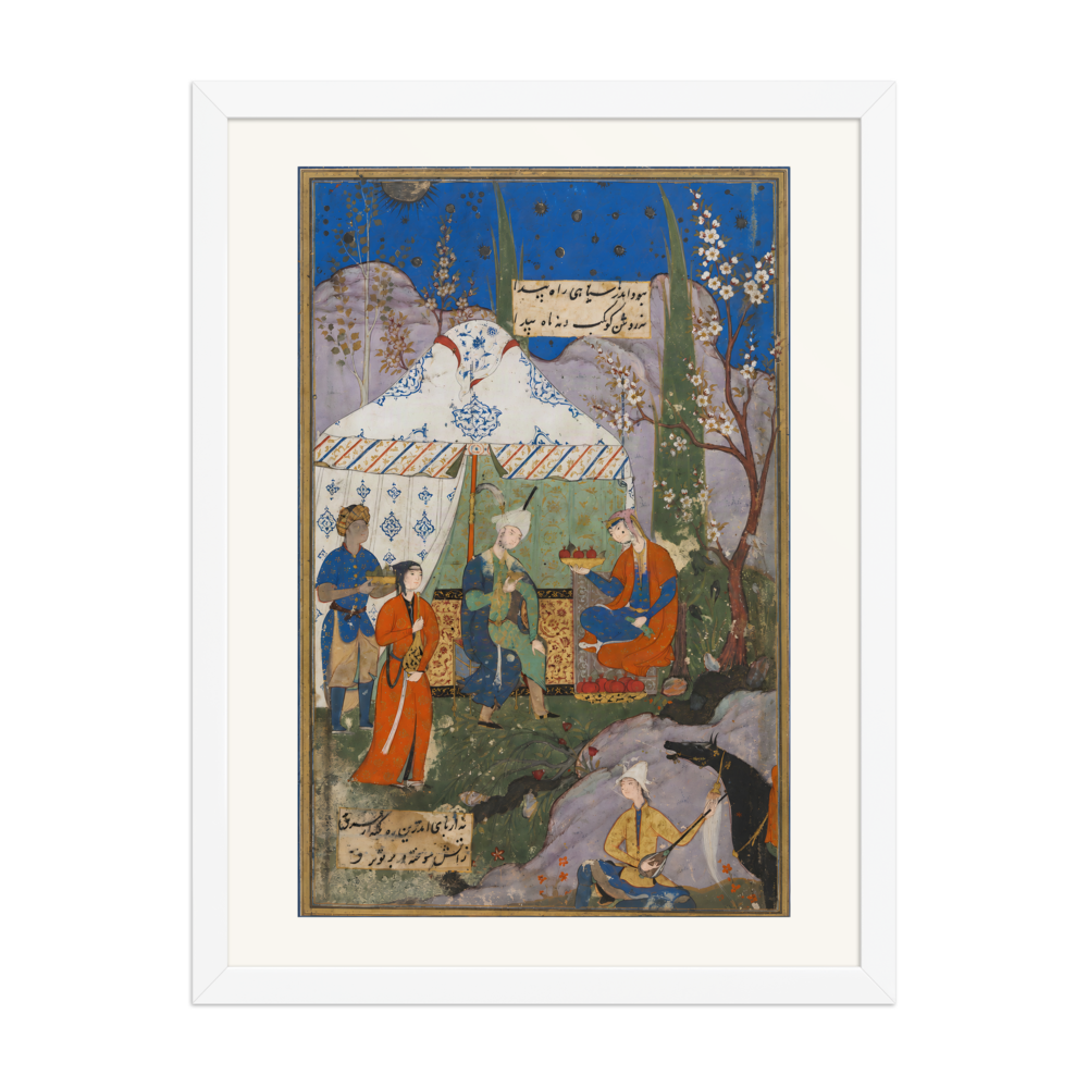 Khusrau and Shirin in the Meadow — Safavid Shiraz | Restored Persian Wall Art — view 6