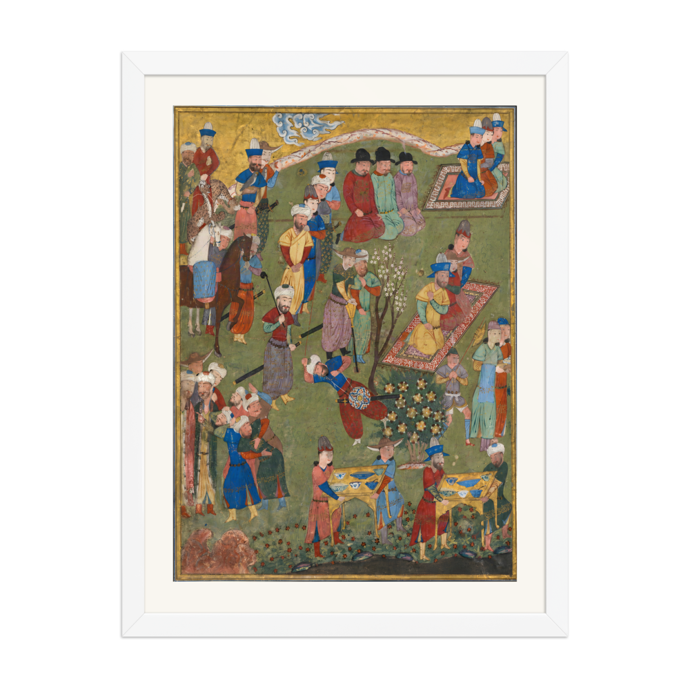 Royal Reception in a Landscape — Shiraz, 1444 (Left Panel) | Restored Persian Wall Art — view 6