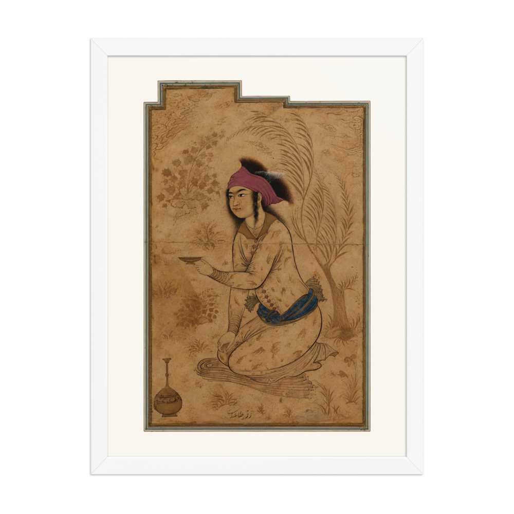 Youth Kneeling with a Wine-Cup — Isfahan School — view 6