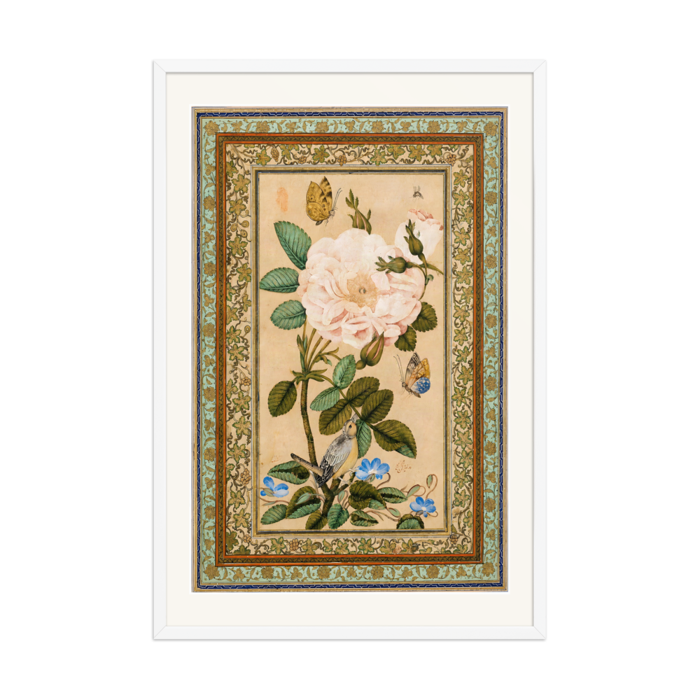 Gul-o Bulbul — A Bird in a Rose Bush | Restored Qajar Painting — view 9