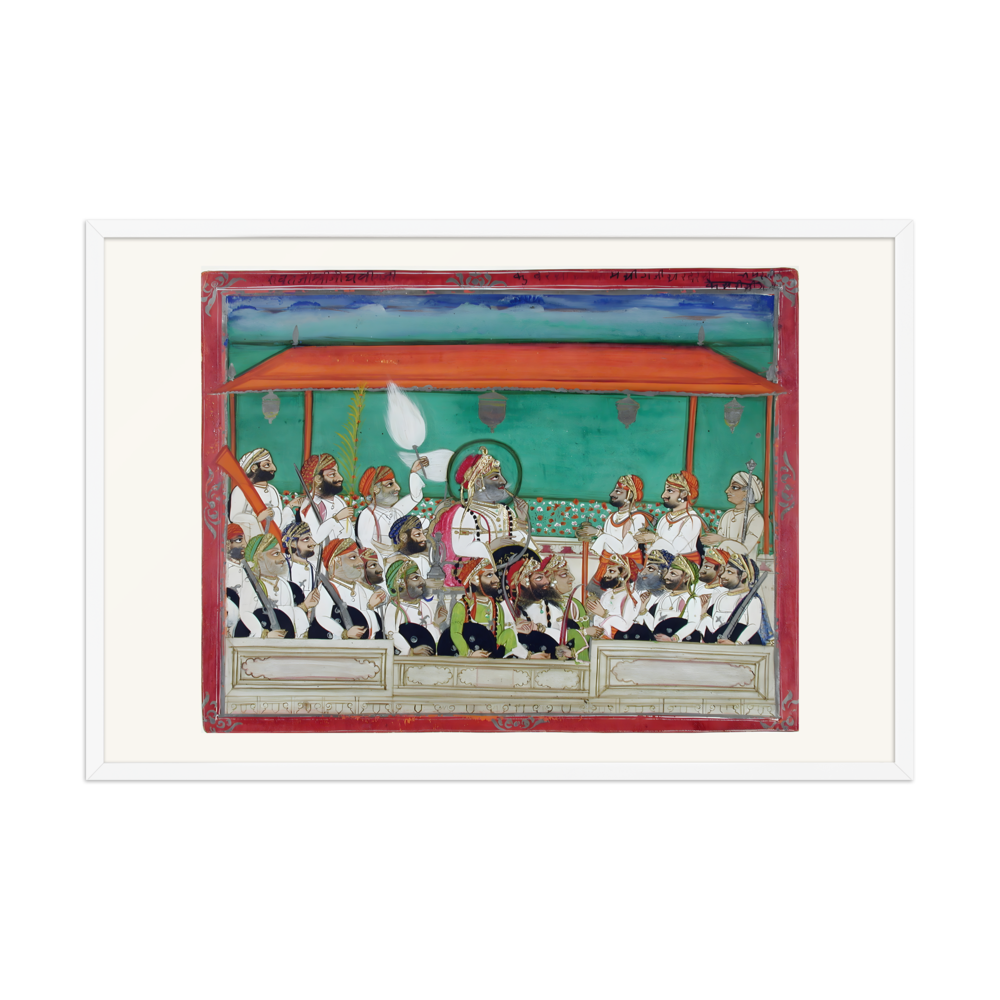 A Maharana Smoking His Hookah in Durbar — Restored Rajput Wall Art — view 10