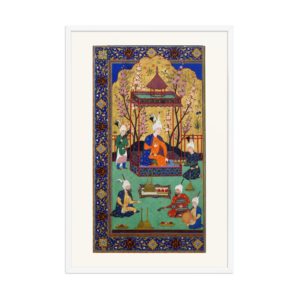 Prince in a Garden Courtyard — Tabriz, 1525 | Restored Persian Wall Art — view 9