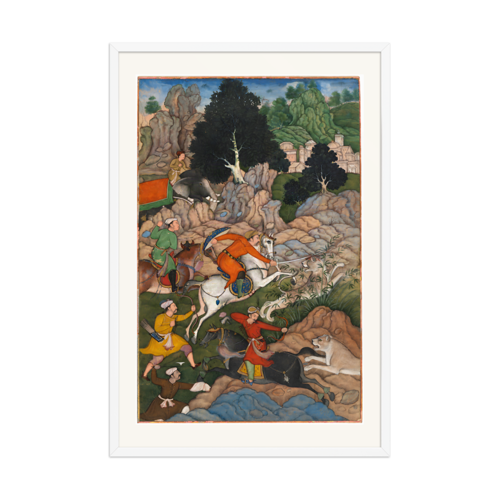 Akbar Hunting — Akbarnama | Restored Mughal Wall Art — view 9