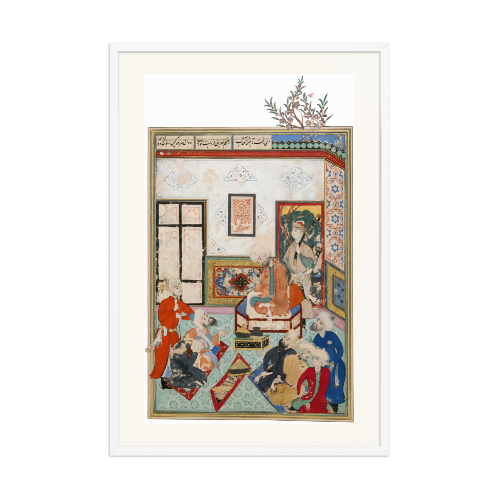 King Salih of Syria Entertaining Two Dervishes — Bustan of Sa'di | Restored Persian Wall Art — view 9