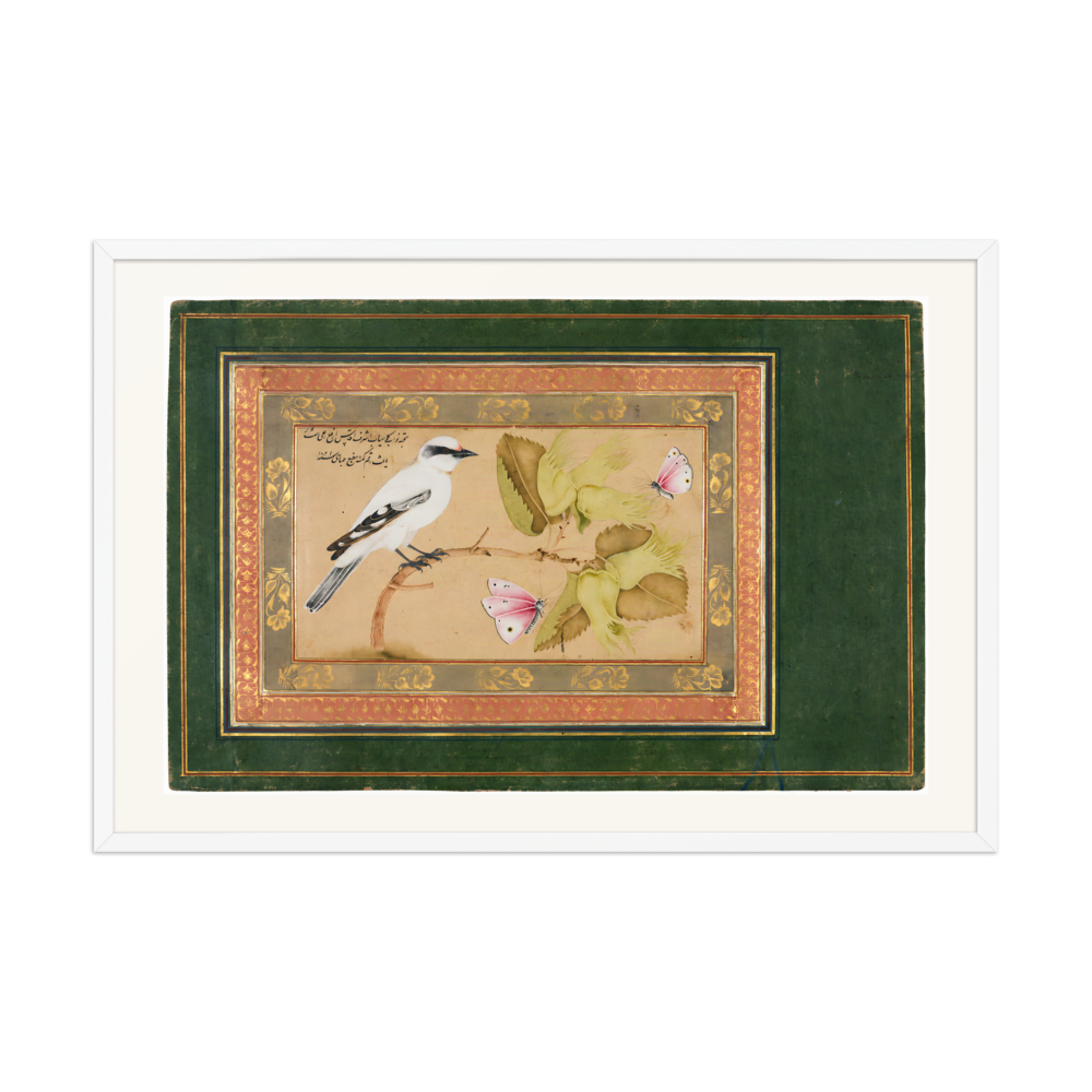 Bird on a Flowering Shrub — Isfahan, 1651 | Restored Persian Wall Art — view 9