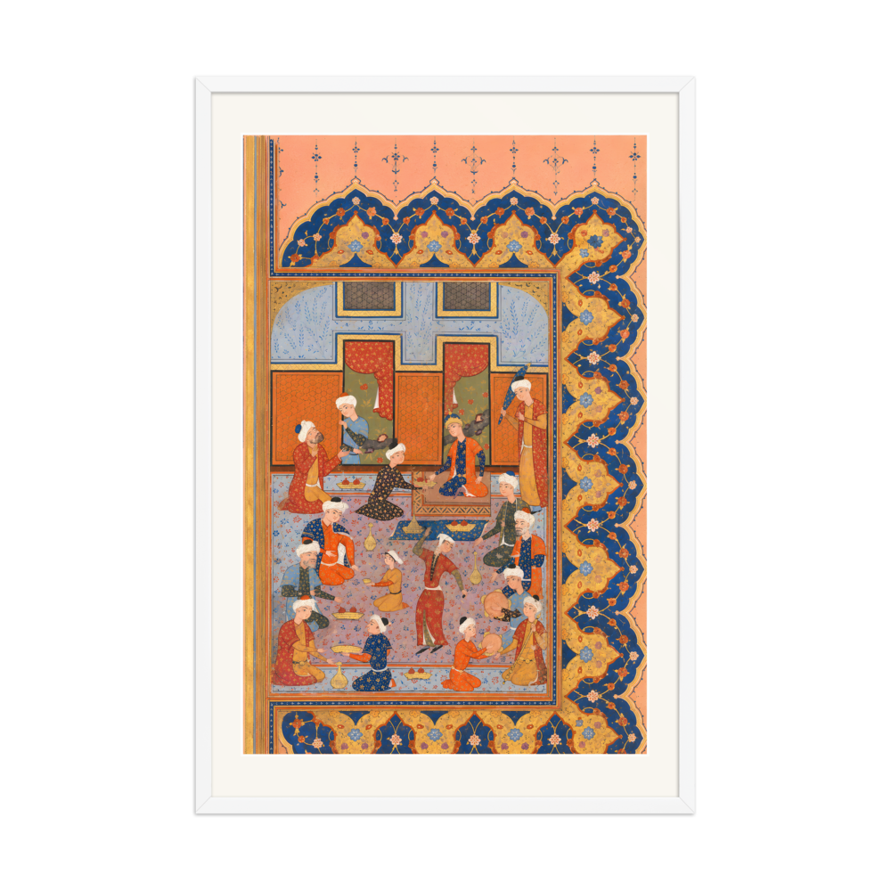 A Scene of Conviviality at Court — Divan of Mir 'Ali Shir | Restored Persian Wall Art — view 9