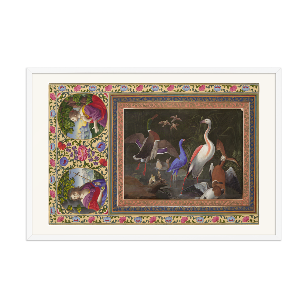 Aquatic Birds at a Pool — Davis Album | Restored Persian Wall Art — view 9