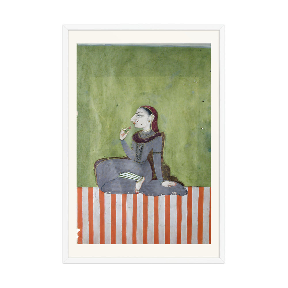 A Princess Smelling a Flower — Restored Indian Court Wall Art — view 12