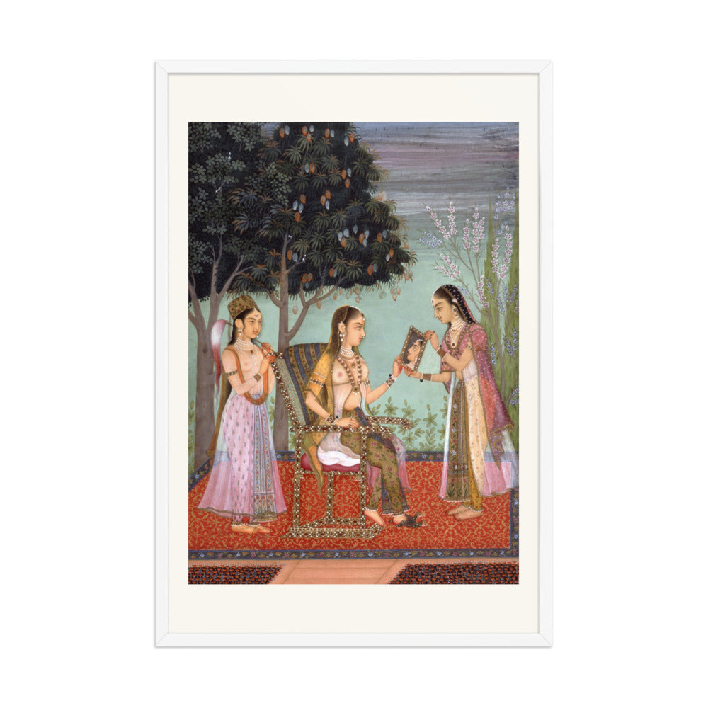 A Lady Gazing into a Mirror — Restored Rajput Wall Art — view 12