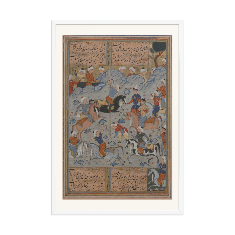 A Contest of Archery on Horseback — Safavid Divan | Restored Persian Wall Art — view 9