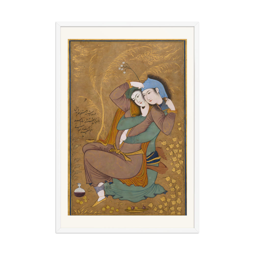 The Lovers — Isfahan, 1630 | Restored Persian Wall Art — view 9