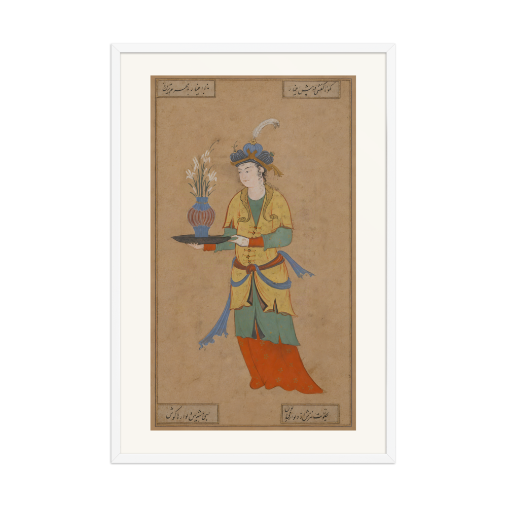 Woman with a Vase of Lilies — Safavid Iran | Restored Persian Wall Art — view 9